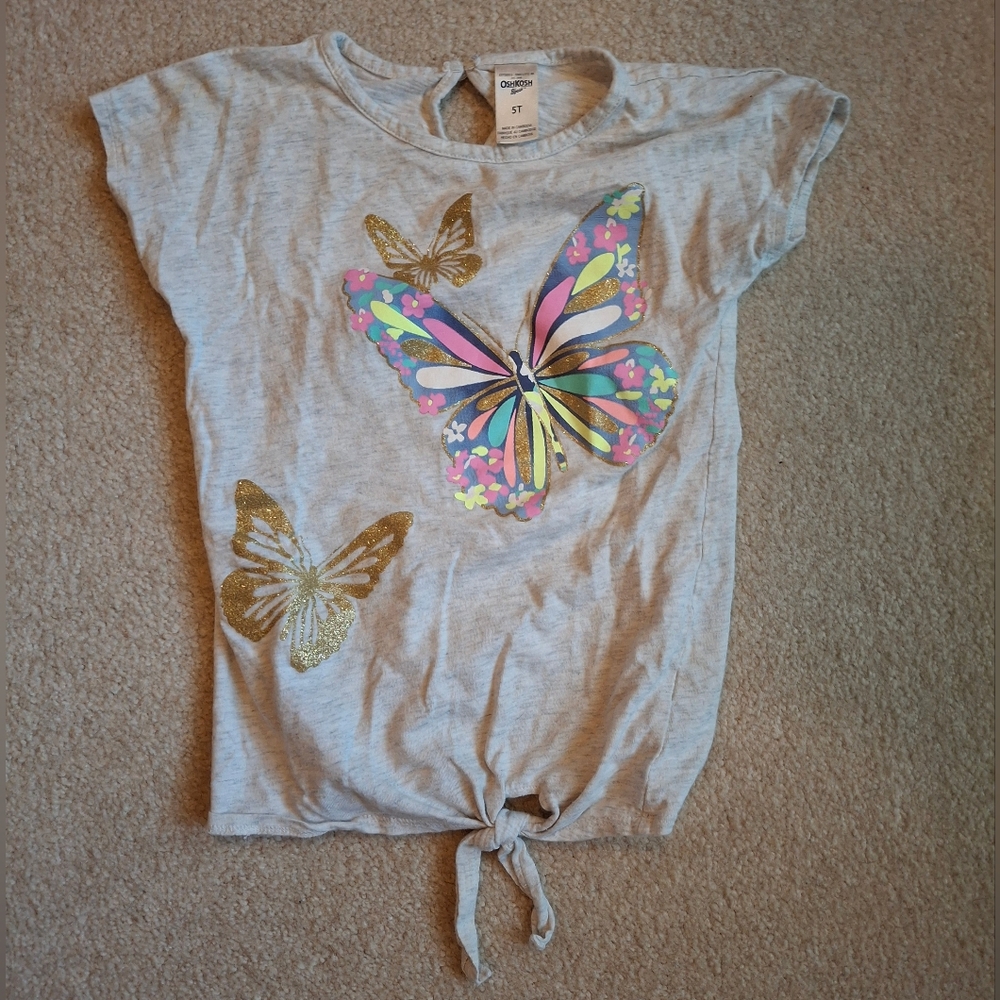 🌟 Kids Butterfly Sparkle 5T Top Bundle - Pink, Hot Pink, Blue & Grey 🌟 - Picture 5 of 6